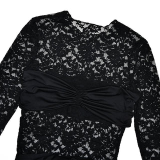 Long sleeve ruched lace knotted mini dress