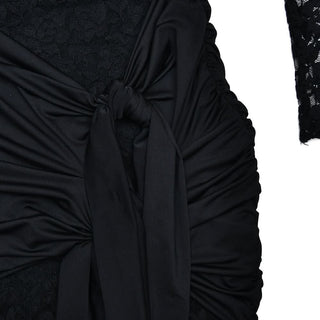 Long sleeve ruched lace knotted mini dress