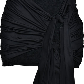 Long sleeve ruched lace knotted mini dress