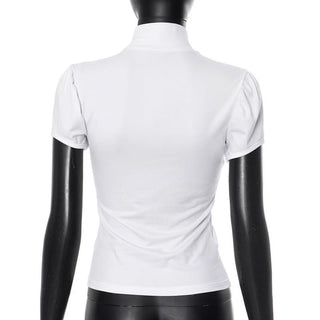 Puff sleeve high neck flower print top