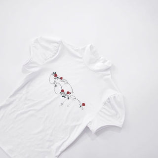 Puff sleeve high neck flower print top