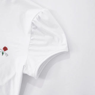 Puff sleeve high neck flower print top