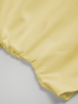 Cotton-blend V-neck Ruched Short Sleeve Tee