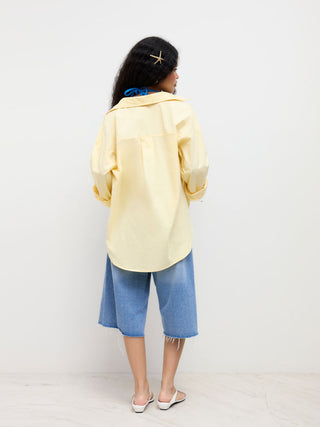 Cotton Collar Solid Long Sleeve Shirt