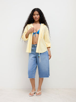 Cotton Collar Solid Long Sleeve Shirt