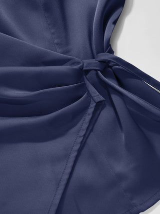 Satin Collar Knotted Shirt