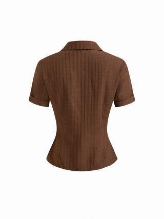 Polo Collar Texture Button Up Shirt