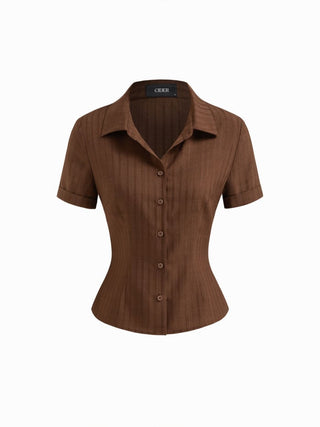 Polo Collar Texture Button Up Shirt