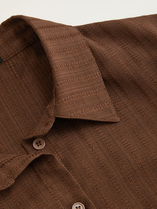 Polo Collar Texture Button Up Shirt