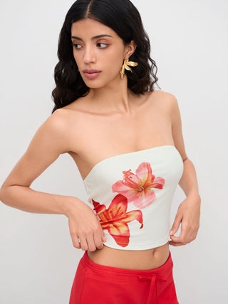 Bandeau Floral Graphic Crop Top