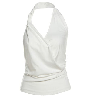 Halter ruched irregular backless top