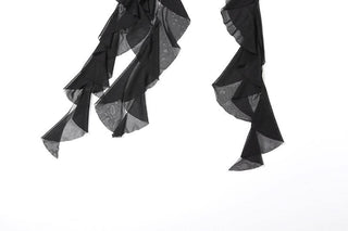 One shoulder letter beaded irregular top