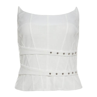 Corset irregular solid backless tube top