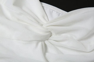 Ruched v neck ruffle solid cami mini dress