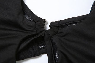 Hollow out self tie o ring cross front cami cut out top