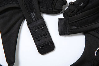 Hollow out self tie o ring cross front cami cut out top