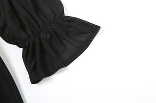 Long sleeve hollow out self tie off shoulder cut out mini dress