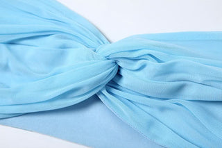 Ruched knotted mesh tube maxi skirt set