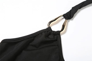 Halter u neck backless solid maxi dress