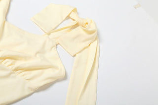 Self tie v neck ruched backless maxi dress