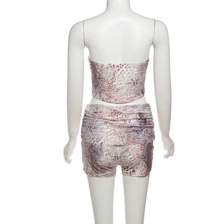 Leopard print backless tube pant set