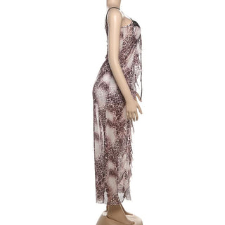 Contrast print ruffle self tie cami short pant set