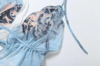 Halter self tie backless contrast top