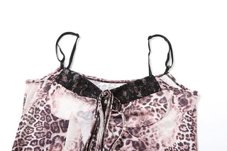 Contrast print ruffle self tie cami short pant set