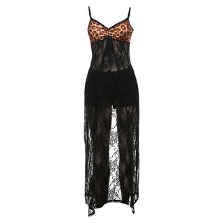 Leopard print lace patchwork short pant set