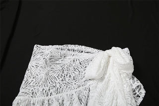 Cross front lace knotted mini skirt set