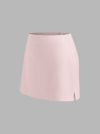 Linen-blend Ruched Criss Cross Backless Cami Top With Mini Skirt Set