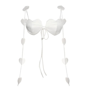 Sweetheart pattern self tie cami top