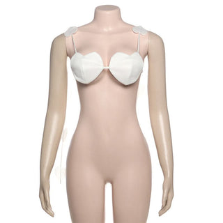 Sweetheart pattern self tie cami top