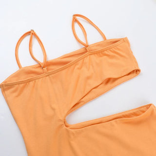 Square neck hollow out cami cut out mini dress