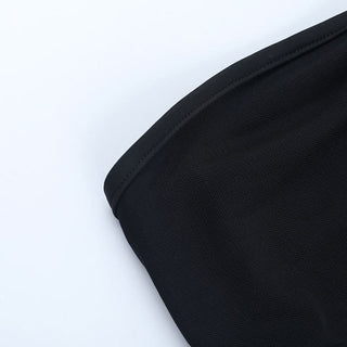 Hollow out mesh patchwork halter bodysuit