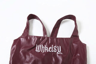 Letter pattern PU leather cami top