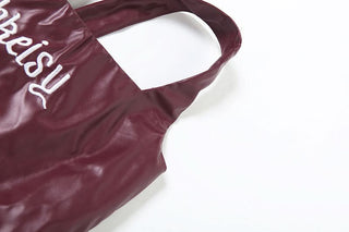 Letter pattern PU leather cami top