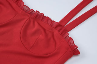 Ruffle solid self tie cami mini dress