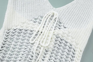 Halter hollow out self tie backless cut out mini dress