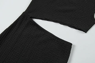 Crewneck sleeveless hollow out solid cut out maxi dress