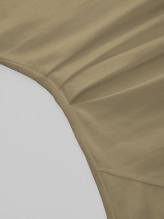 Cotton-blend Boat Neck Ruched Asymmetrical Hem Tee