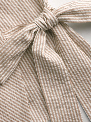 Cotton-blend Polo Neck Stripe Knotted Blouse