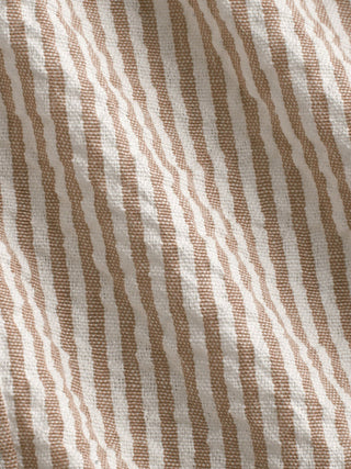 Cotton-blend Polo Neck Stripe Knotted Blouse