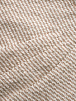 Cotton-blend Polo Neck Stripe Knotted Blouse