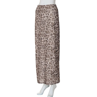 Leopard print mesh maxi skirt