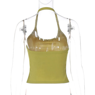 Halter backless u neck solid top