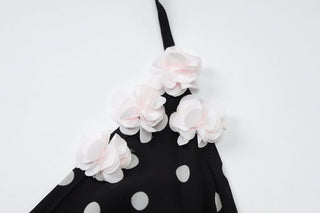V neck halter backless polka dot top