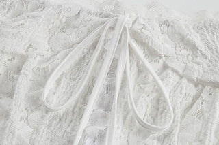 Long flared sleeve off shoulder lace self tie maxi dress