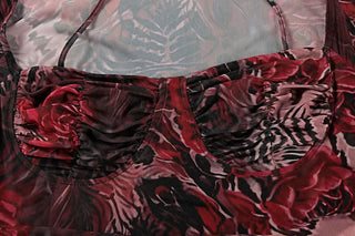 Long sleeve contrast mesh ruffle mini dress