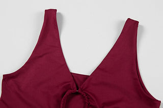 V neck hollow out o ring slit cut out maxi dress